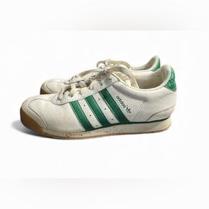 Adidas Samoa casual sneaker white leather green accents gum rubber outsole 7.5